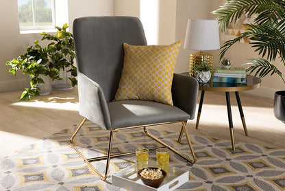 Baxton Studio - Sennet Chair - SF1802-Grey Velvet/Gold-CC view 5