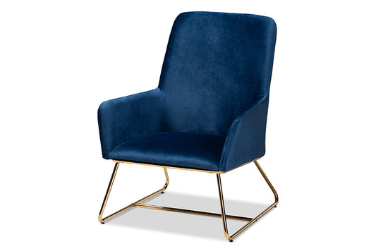 Baxton Studio - Sennet Chair - SF1802-Navy Blue Velvet/Gold-CC view 1