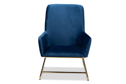 Baxton Studio - Sennet Chair - SF1802-Navy Blue Velvet/Gold-CC view 2