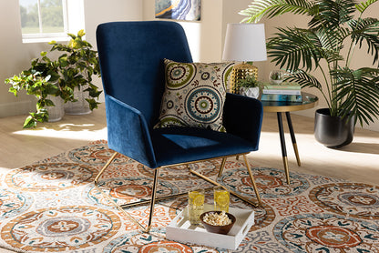 Baxton Studio - Sennet Chair - SF1802-Navy Blue Velvet/Gold-CC view 5