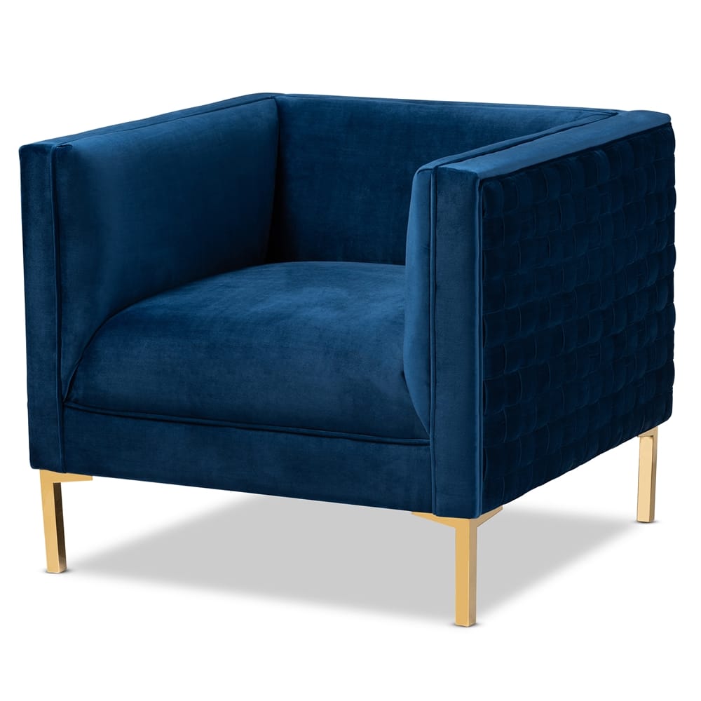 Baxton Studio - Seraphin Chair in Blue/Gold - TSF-6625-Navy/Gold-CC view 1