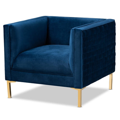 Baxton Studio - Seraphin Chair in Blue/Gold - TSF-6625-Navy/Gold-CC view 1
