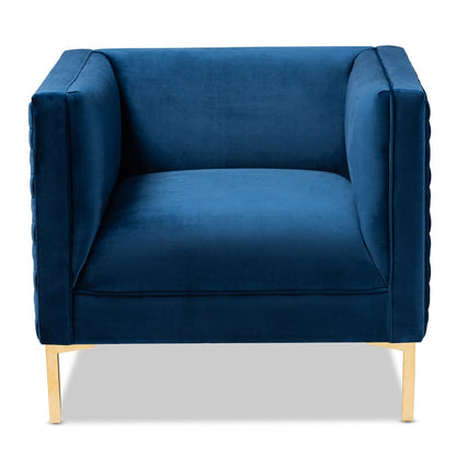 Baxton Studio - Seraphin Chair in Blue/Gold - TSF-6625-Navy/Gold-CC view 2