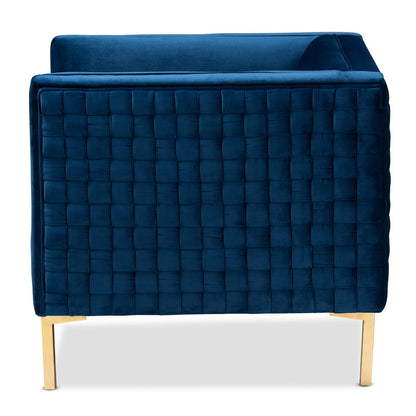 Baxton Studio - Seraphin Chair in Blue/Gold - TSF-6625-Navy/Gold-CC view 3