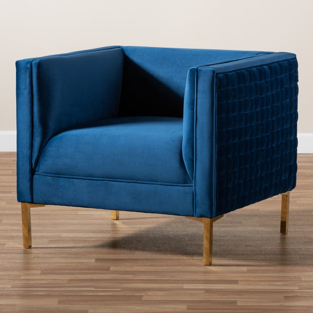 Baxton Studio - Seraphin Chair in Blue/Gold - TSF-6625-Navy/Gold-CC view 7