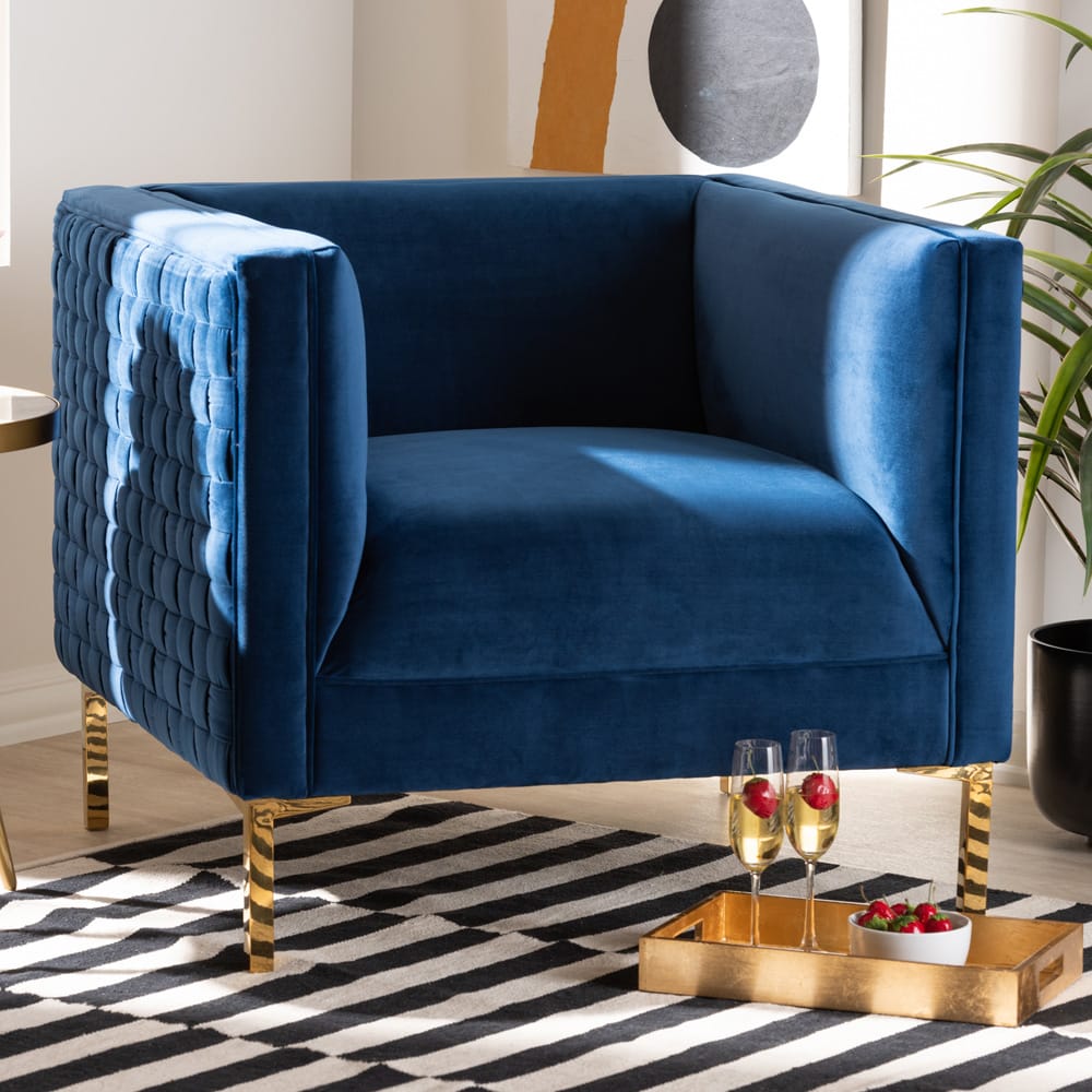 Baxton Studio - Seraphin Chair in Blue/Gold - TSF-6625-Navy/Gold-CC view 8