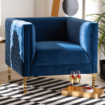 Baxton Studio - Seraphin Chair in Blue/Gold - TSF-6625-Navy/Gold-CC view 8