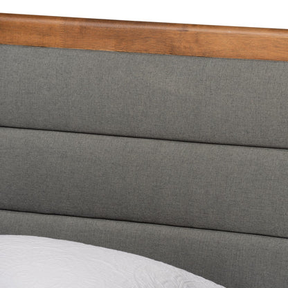 Baxton Studio - Seren Twin Size Bed in Dark Grey/Walnut Brown - Seren-Dark Grey/Walnut-Twin-HB view 4