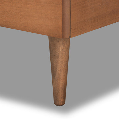 Baxton Studio - Seren Twin Size Bed in Dark Grey/Walnut Brown - Seren-Dark Grey/Walnut-Twin-HB view 5