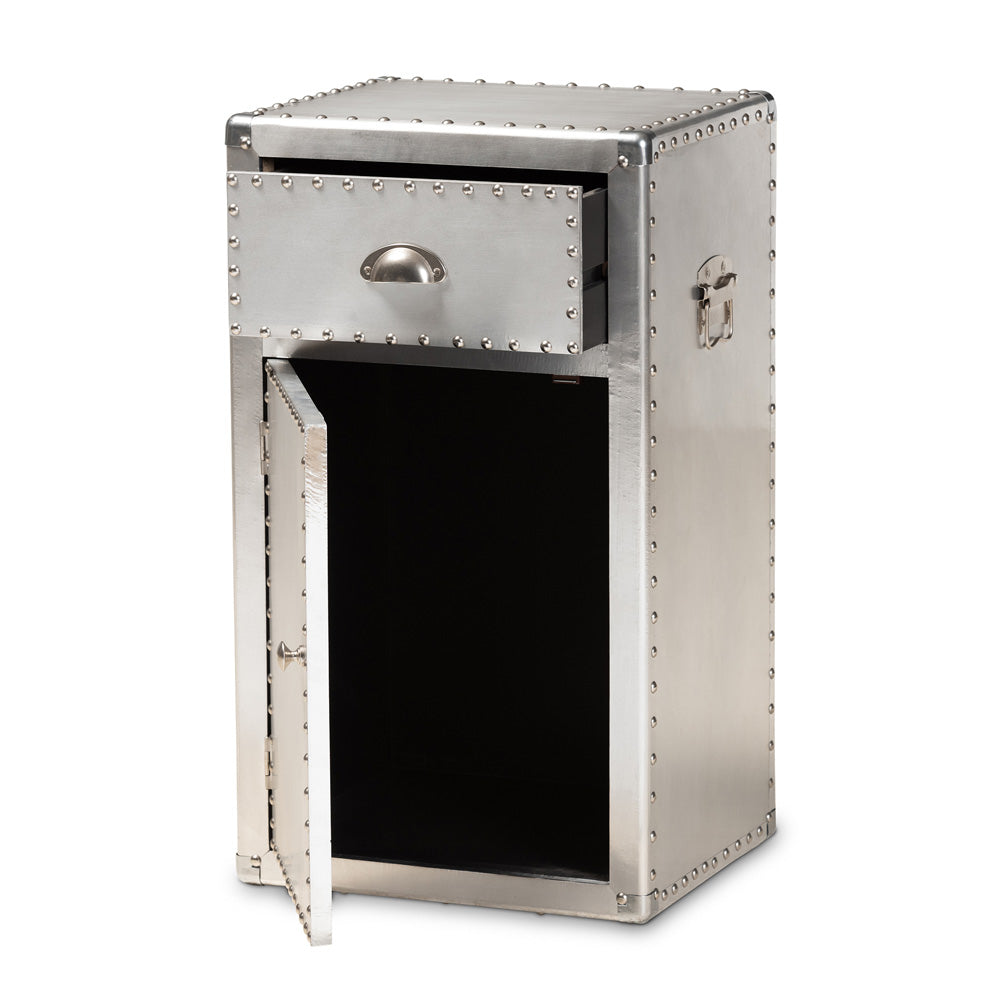 Baxton Studio - Serge Storage Cabinet in Silver - JY17B161-Silver-Cabinet view 2