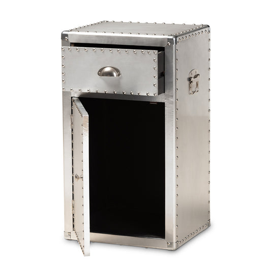 Baxton Studio - Serge Storage Cabinet in Silver - JY17B161-Silver-Cabinet view 2