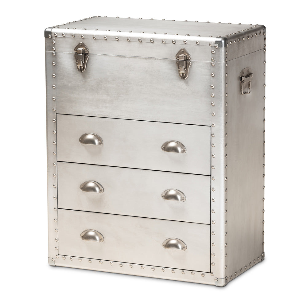 Baxton Studio - Serge Storage Cabinet in Silver - JY17B168-Silver-Cabinet view 1
