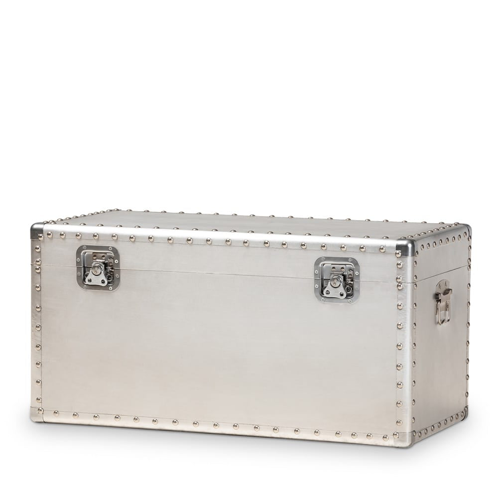 Baxton Studio - Serge Storage Trunk in Silver - JY17B172M-Silver-1PC Ottoman view 1