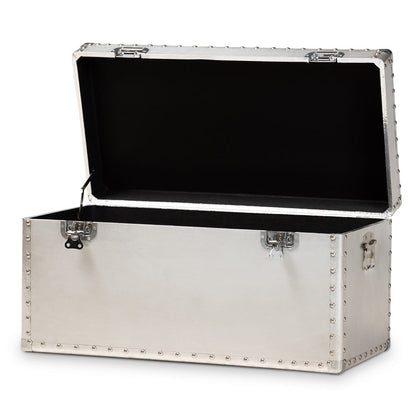 Baxton Studio - Serge Storage Trunk in Silver - JY17B172M-Silver-1PC Ottoman view 2