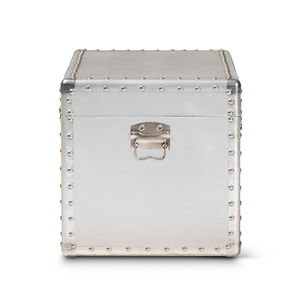 Baxton Studio - Serge Storage Trunk in Silver - JY17B172M-Silver-1PC Ottoman view 4