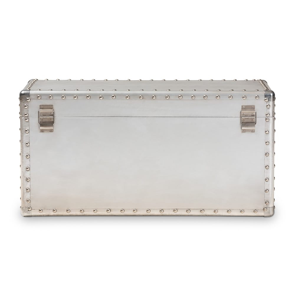 Baxton Studio - Serge Storage Trunk in Silver - JY17B172M-Silver-1PC Ottoman view 5