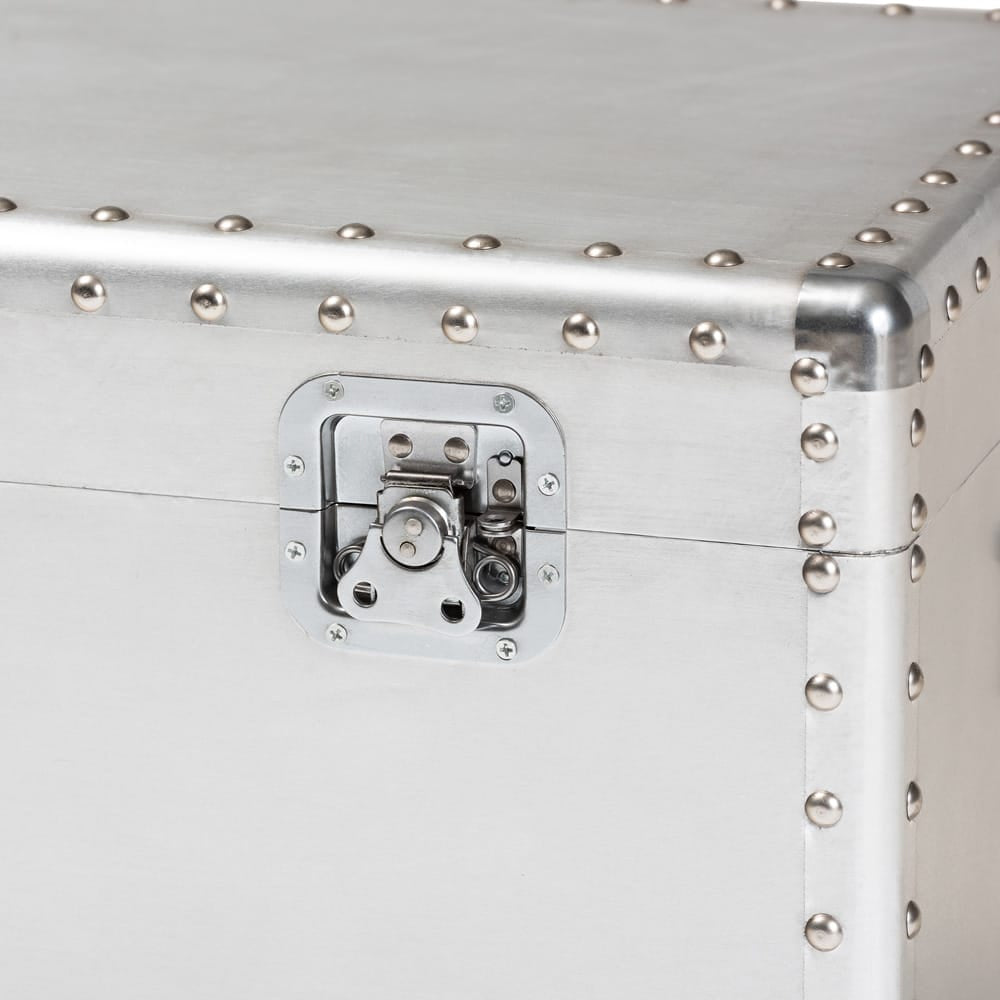 Baxton Studio - Serge Storage Trunk in Silver - JY17B172M-Silver-1PC Ottoman view 6