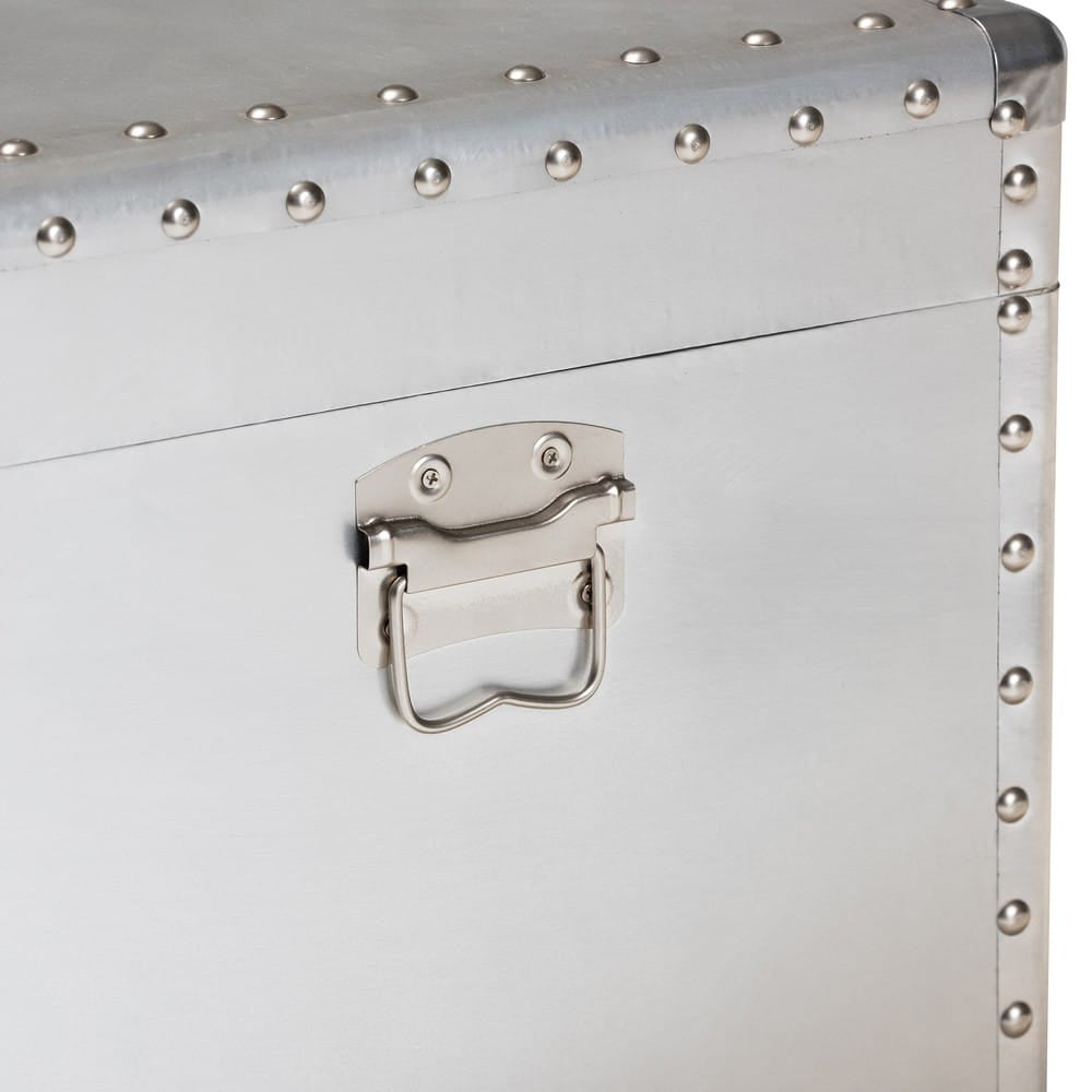 Baxton Studio - Serge Storage Trunk in Silver - JY17B172M-Silver-1PC Ottoman view 7