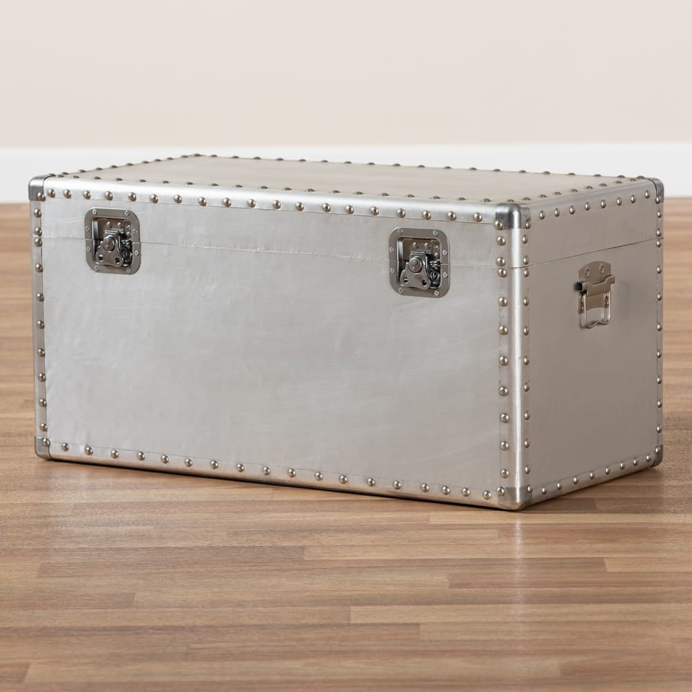 Baxton Studio - Serge Storage Trunk in Silver - JY17B172M-Silver-1PC Ottoman view 9