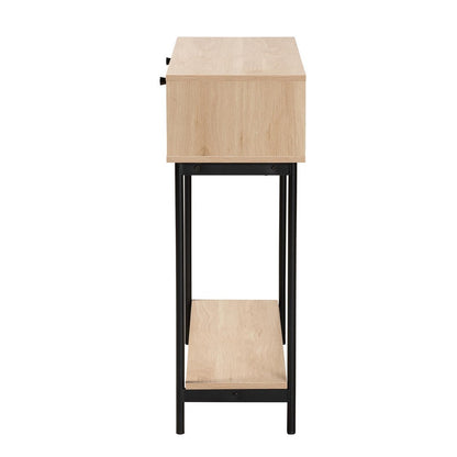 Baxton Studio - Sherwin Console Table in Light Brown/Black - SR221178-Rattan-Console Table view 4