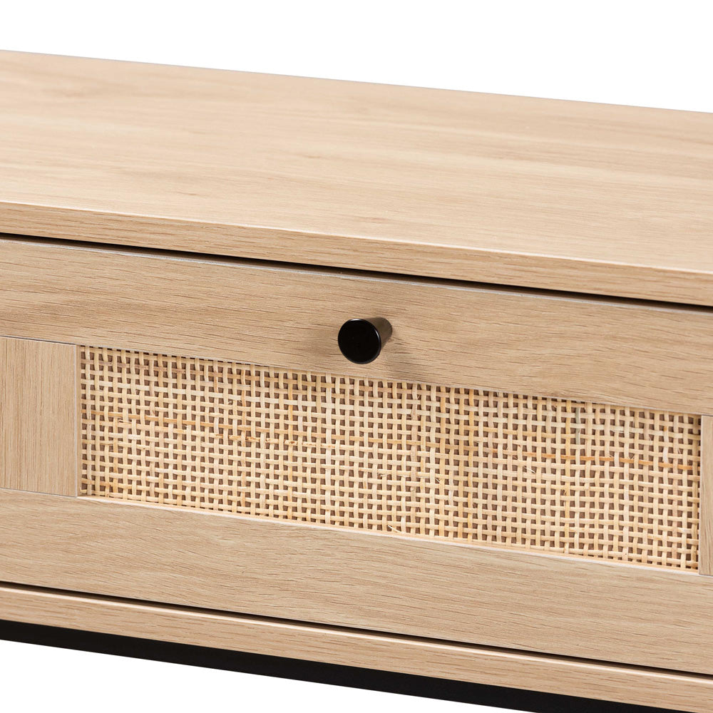 Baxton Studio - Sherwin Console Table in Light Brown/Black - SR221178-Rattan-Console Table view 5