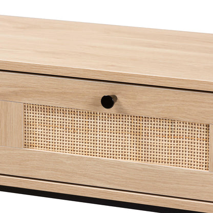 Baxton Studio - Sherwin Console Table in Light Brown/Black - SR221178-Rattan-Console Table view 5