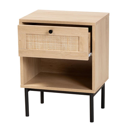 Baxton Studio - Sherwin End Table in Light Brown/Black - SR221172-Rattan-ET view 2
