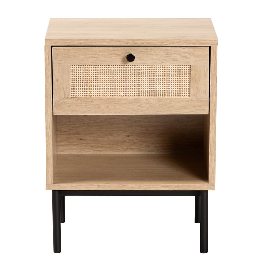 Baxton Studio - Sherwin End Table in Light Brown/Black - SR221172-Rattan-ET view 3