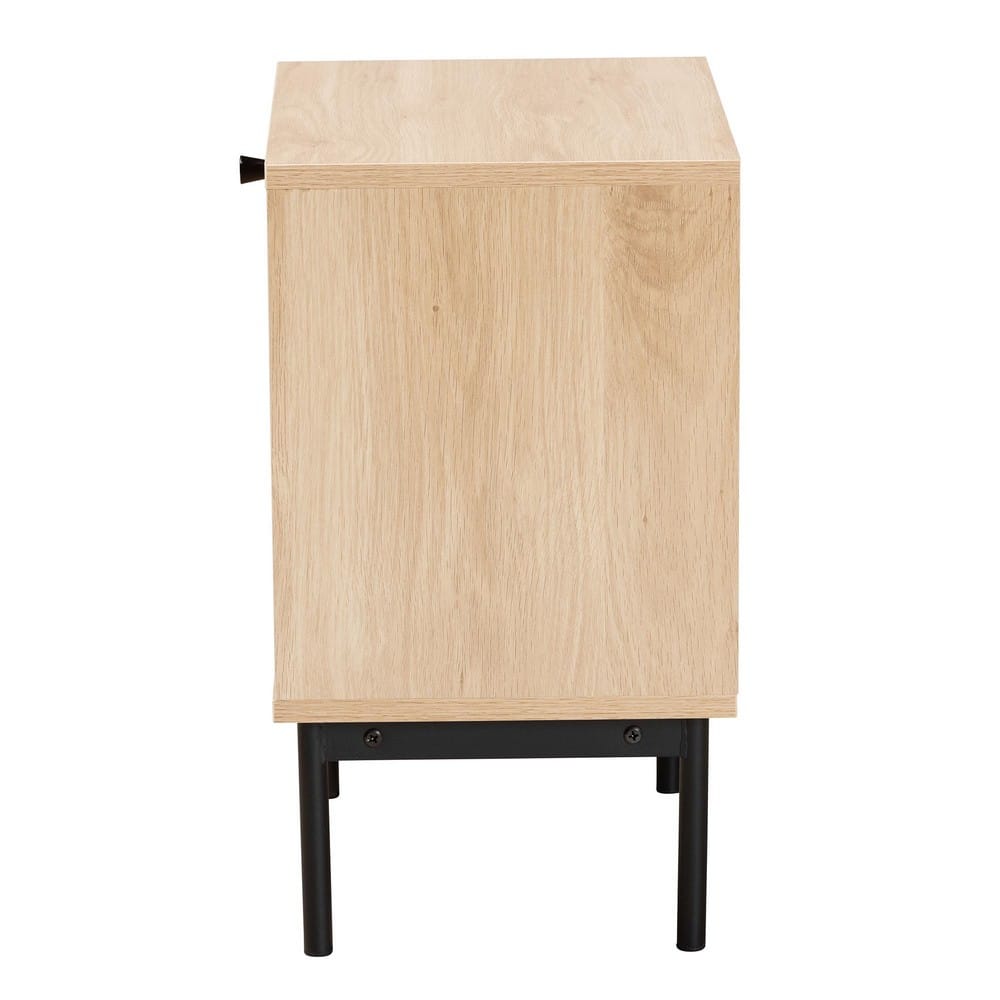 Baxton Studio - Sherwin End Table in Light Brown/Black - SR221172-Rattan-ET view 4