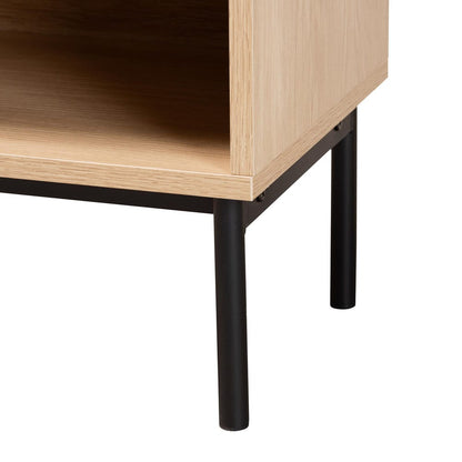 Baxton Studio - Sherwin End Table in Light Brown/Black - SR221172-Rattan-ET view 6