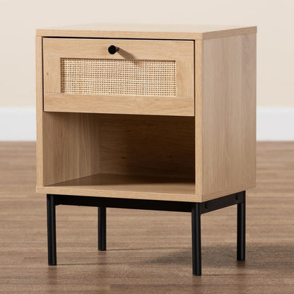 Baxton Studio - Sherwin End Table in Light Brown/Black - SR221172-Rattan-ET view 9