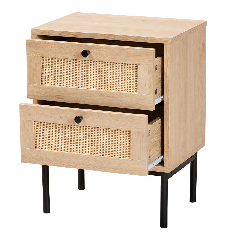 Baxton Studio - Sherwin End Table in Light Brown/Black - SR221173-Rattan-ET view 2