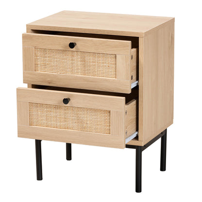 Baxton Studio - Sherwin End Table in Light Brown/Black - SR221173-Rattan-ET view 2