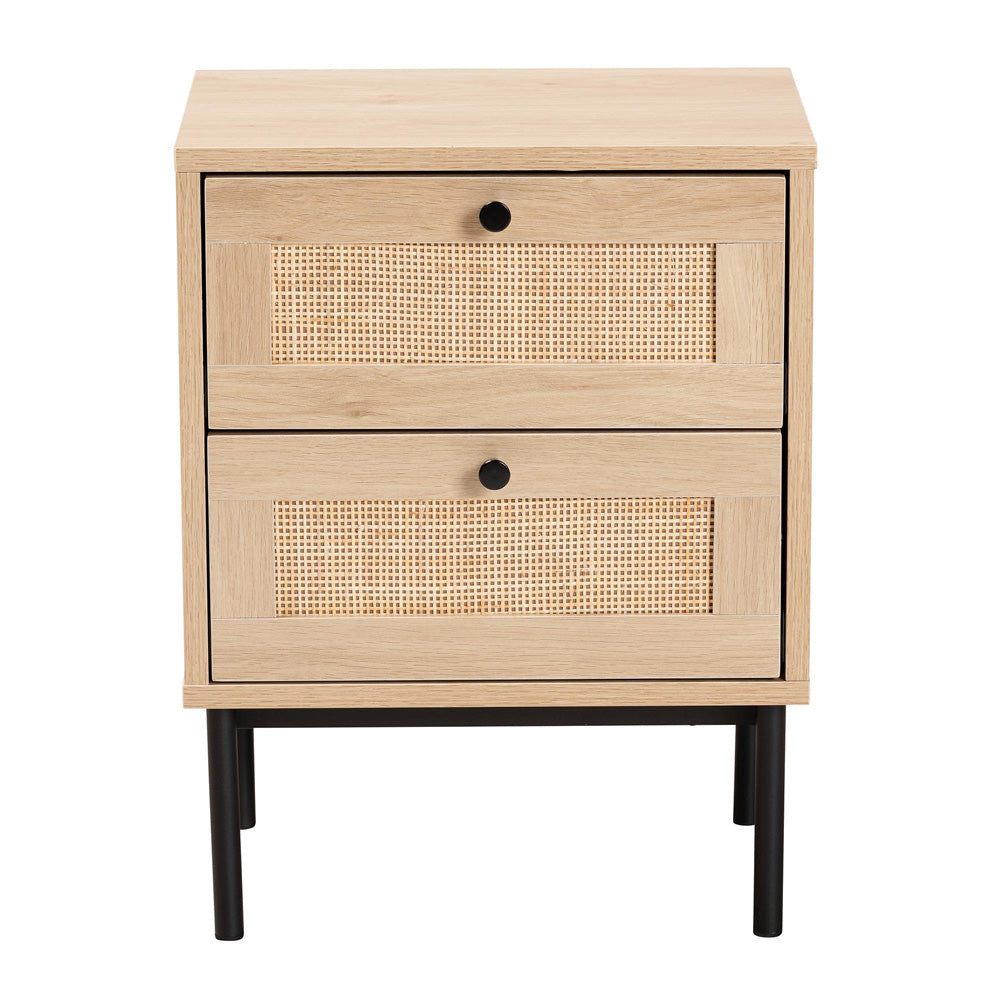 Baxton Studio - Sherwin End Table in Light Brown/Black - SR221173-Rattan-ET view 3