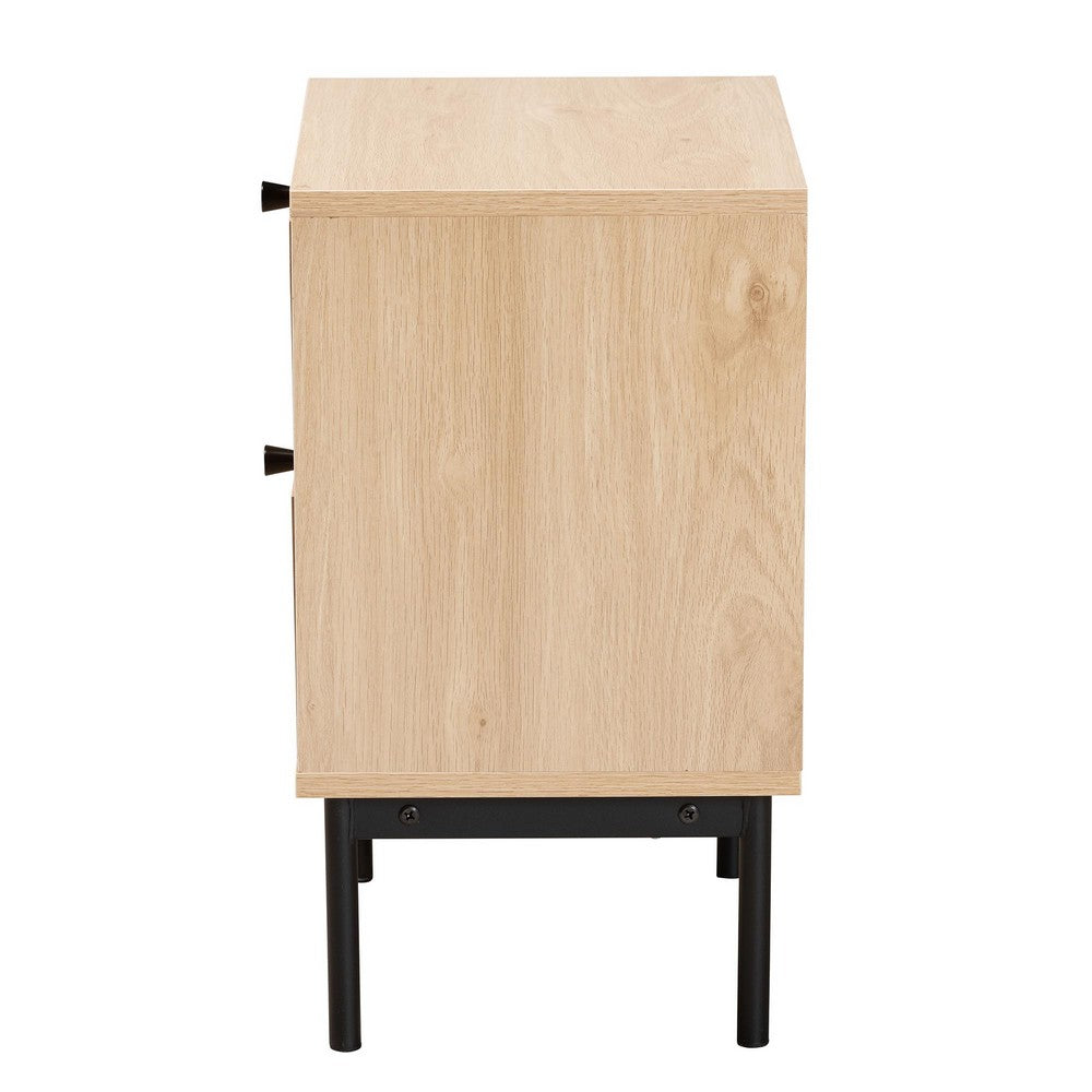 Baxton Studio - Sherwin End Table in Light Brown/Black - SR221173-Rattan-ET view 4