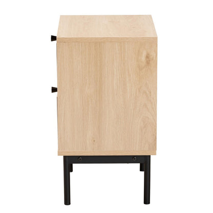 Baxton Studio - Sherwin End Table in Light Brown/Black - SR221173-Rattan-ET view 4