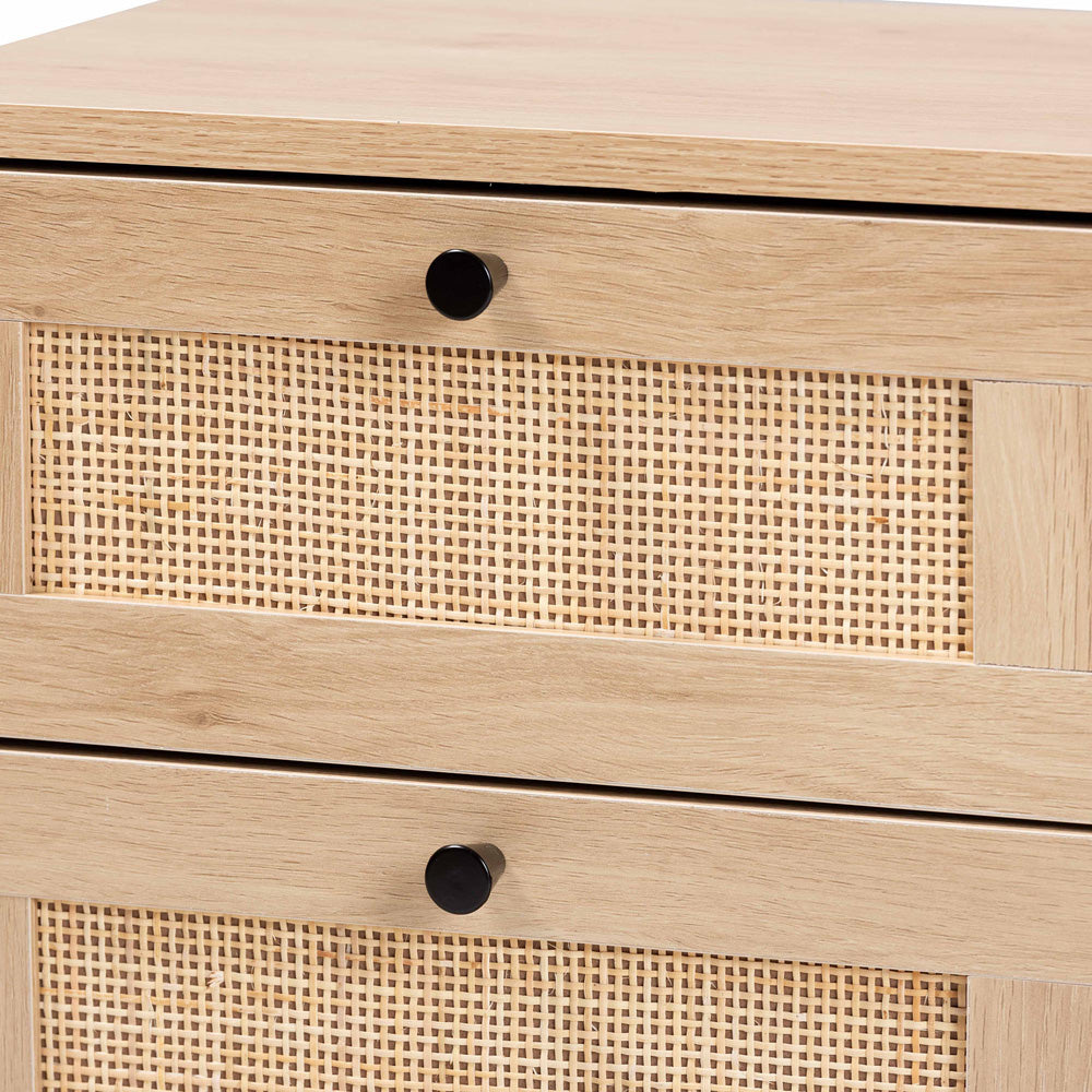 Baxton Studio - Sherwin End Table in Light Brown/Black - SR221173-Rattan-ET view 5