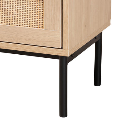 Baxton Studio - Sherwin End Table in Light Brown/Black - SR221173-Rattan-ET view 6