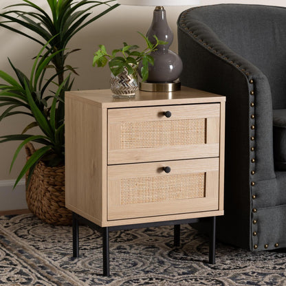 Baxton Studio - Sherwin End Table in Light Brown/Black - SR221173-Rattan-ET view 8