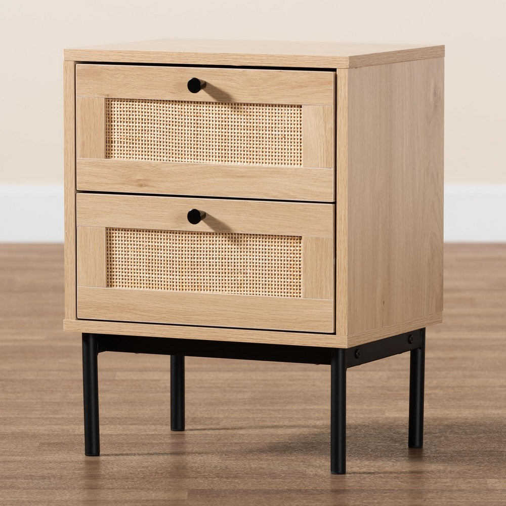 Baxton Studio - Sherwin End Table in Light Brown/Black - SR221173-Rattan-ET view 9