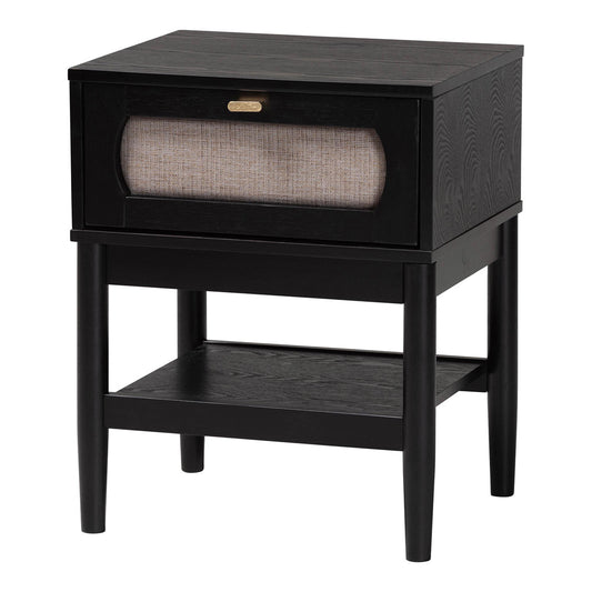 Baxton Studio - Shirin Nightstand in Beige/Black - MG9013-Sand Stone-FG2203-2/Black-1DW-NS view 1