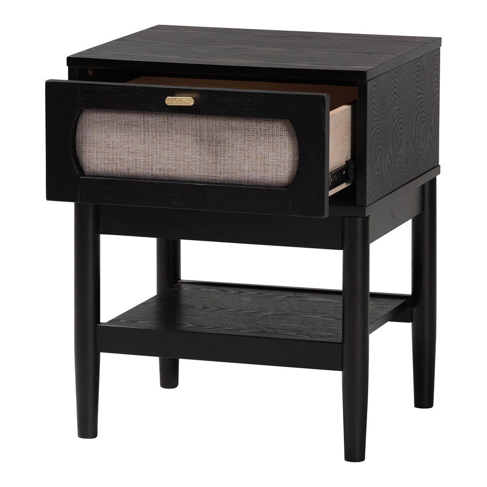 Baxton Studio - Shirin Nightstand in Beige/Black - MG9013-Sand Stone-FG2203-2/Black-1DW-NS view 2