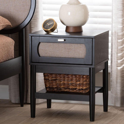 Baxton Studio - Shirin Nightstand in Beige/Black - MG9013-Sand Stone-FG2203-2/Black-1DW-NS view 8