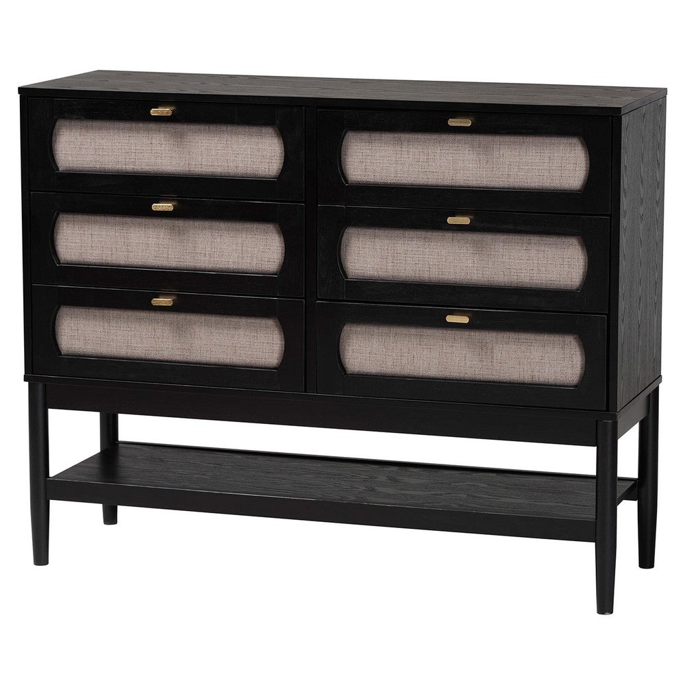 Baxton Studio - Shirin Queen Bedroom Set in Beige/Black - Ivana-Sand Stone/Black-Queen-5PC Bedroom Set view 6