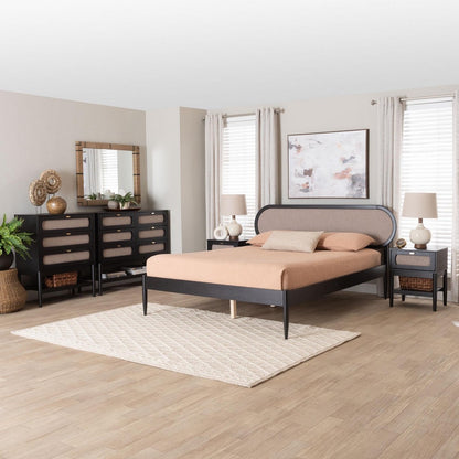 Baxton Studio - Shirin Queen Bedroom Set in Beige/Black - Ivana-Sand Stone/Black-Queen-5PC Bedroom Set view 11