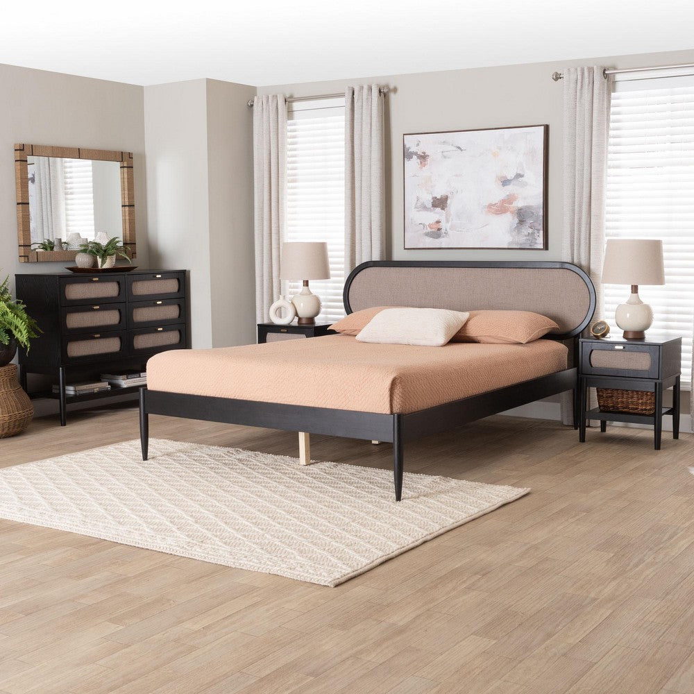 Baxton Studio - Shirin Queen Bedroom Set in Beige/Black - Shirin-Sand Stone/Black-Queen-4PC Bedroom Set view 11