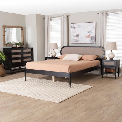 Baxton Studio - Shirin Queen Bedroom Set in Beige/Black - Shirin-Sand Stone/Black-Queen-4PC Bedroom Set view 11