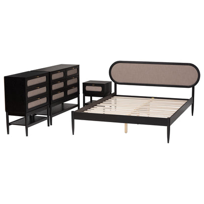 Baxton Studio - Shirin Queen Bedroom Set in Beige/Black - Tammy-Sand Stone/Black-Queen-4PC Bedroom Set view 2