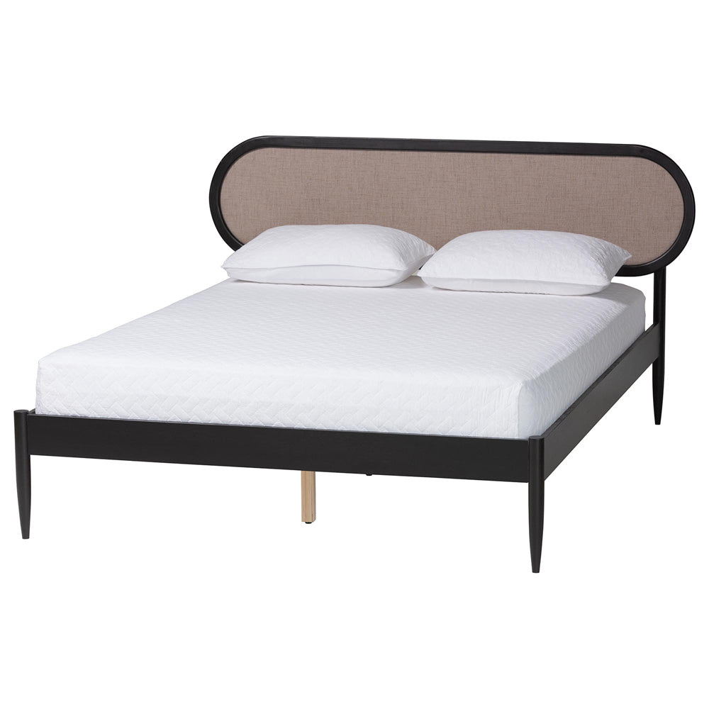 Baxton Studio - Shirin Queen Bedroom Set in Beige/Black - Tammy-Sand Stone/Black-Queen-4PC Bedroom Set view 3
