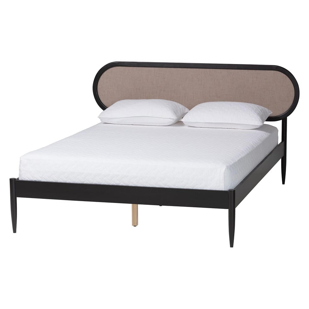 Baxton Studio - Shirin Queen Size Bed in Beige/Black - MG0240-Sand Stone-FG2203-2/Black-Queen view 1